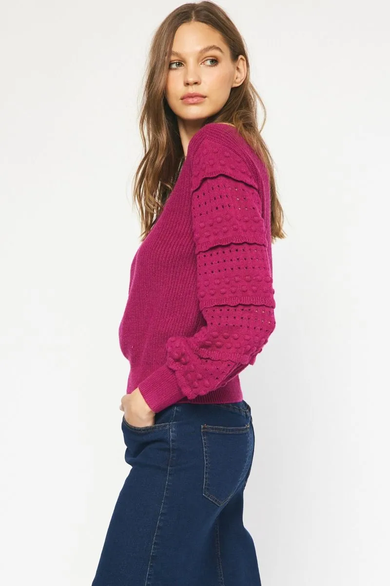 Textured long sleeve sweater