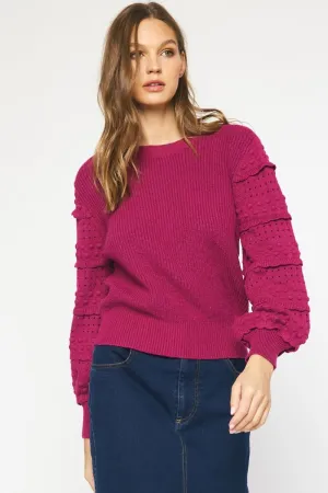 Textured long sleeve sweater