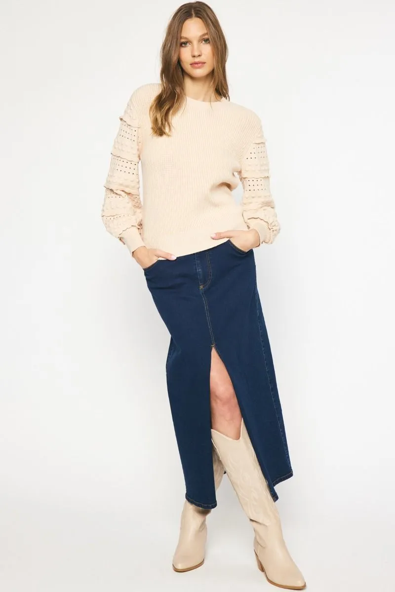 Textured long sleeve sweater
