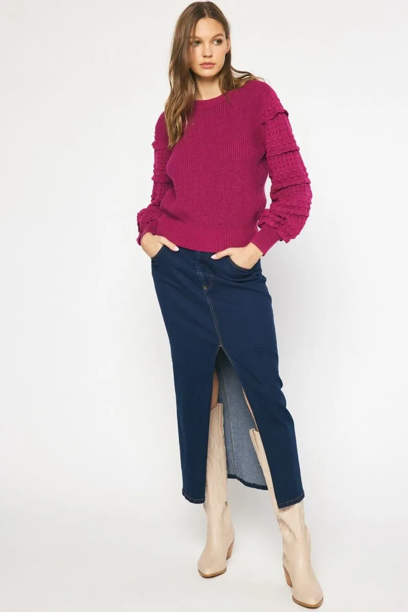 Textured long sleeve sweater