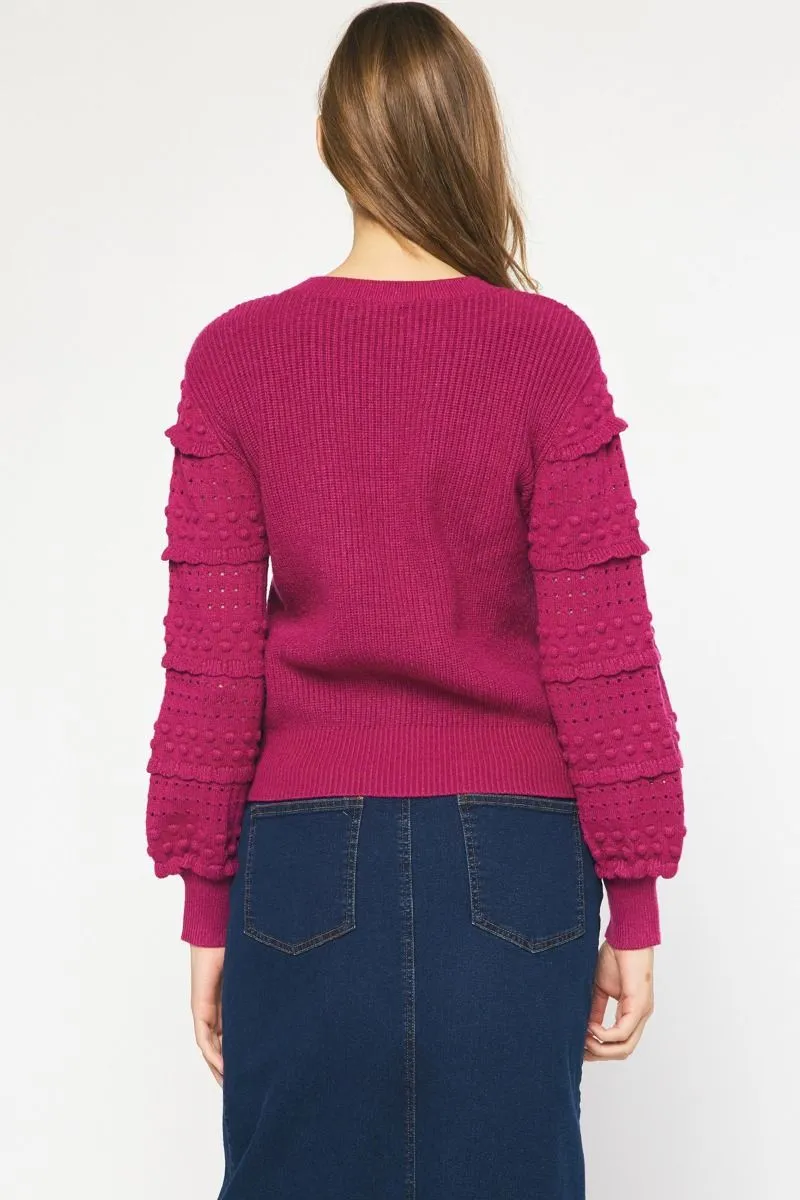 Textured long sleeve sweater