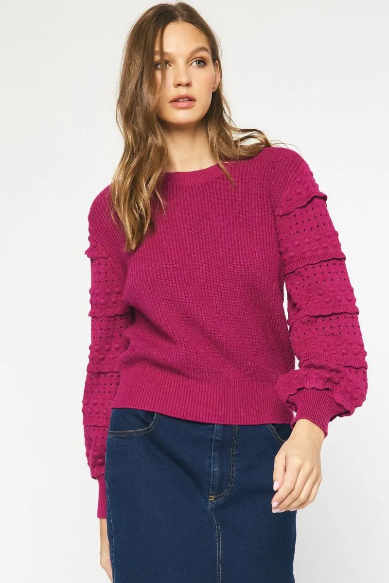 Textured long sleeve sweater