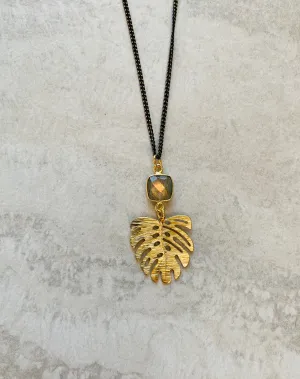 Textured Monstera Labradorite Necklace