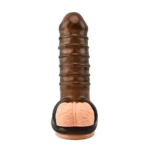 Textured Penis Sleeve With Ball Loop - 25% Girth Increase And Ribbed Design