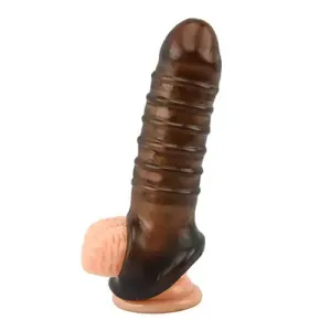 Textured Penis Sleeve With Ball Loop - 25% Girth Increase And Ribbed Design