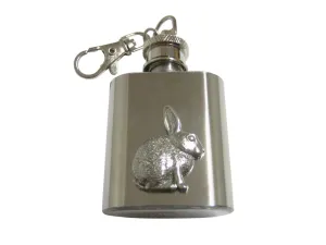 Textured Round Hare Rabbit 1 Oz. Stainless Steel Key Chain Flask
