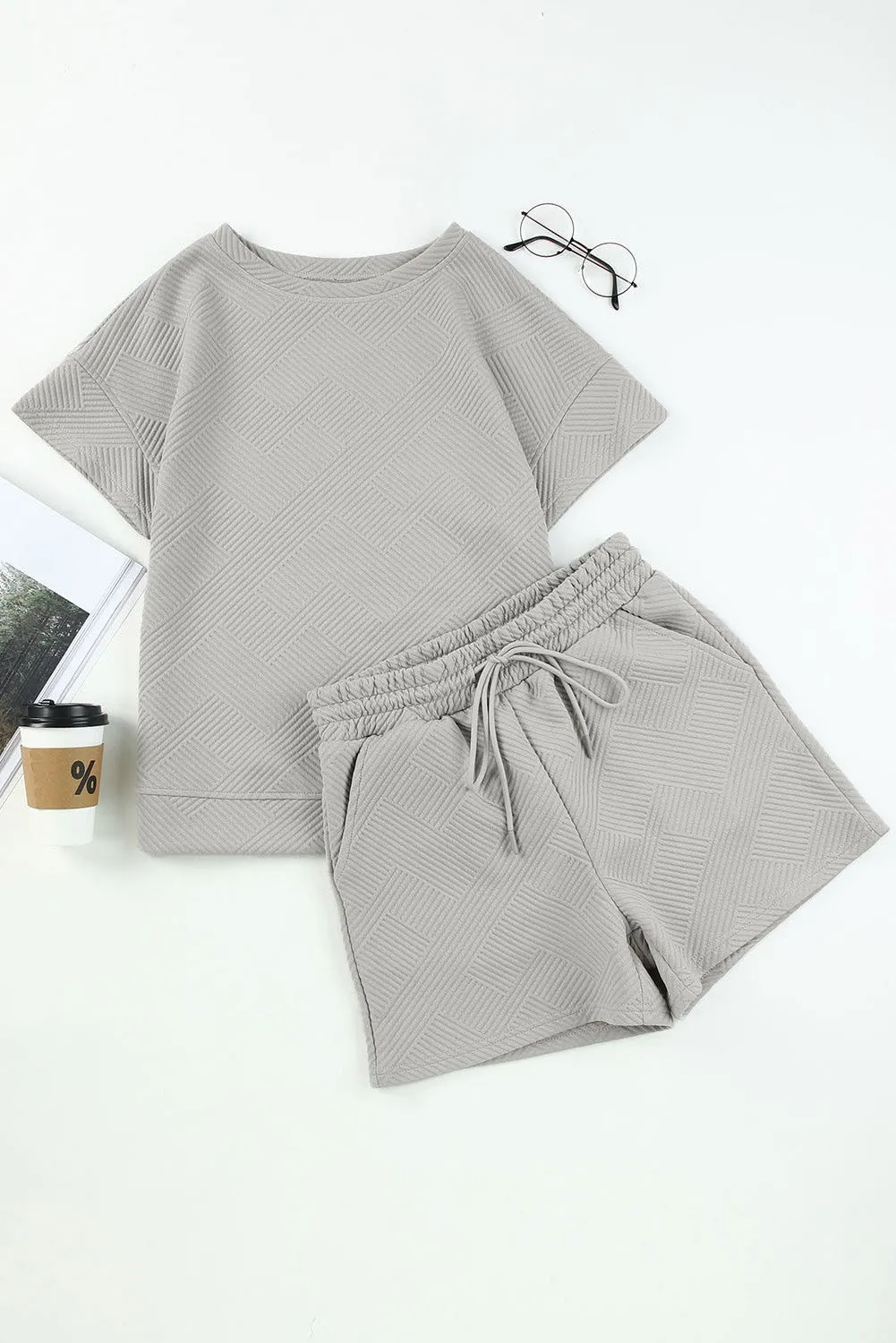 Textured Short Sleeve Set-Multiple Colors Available