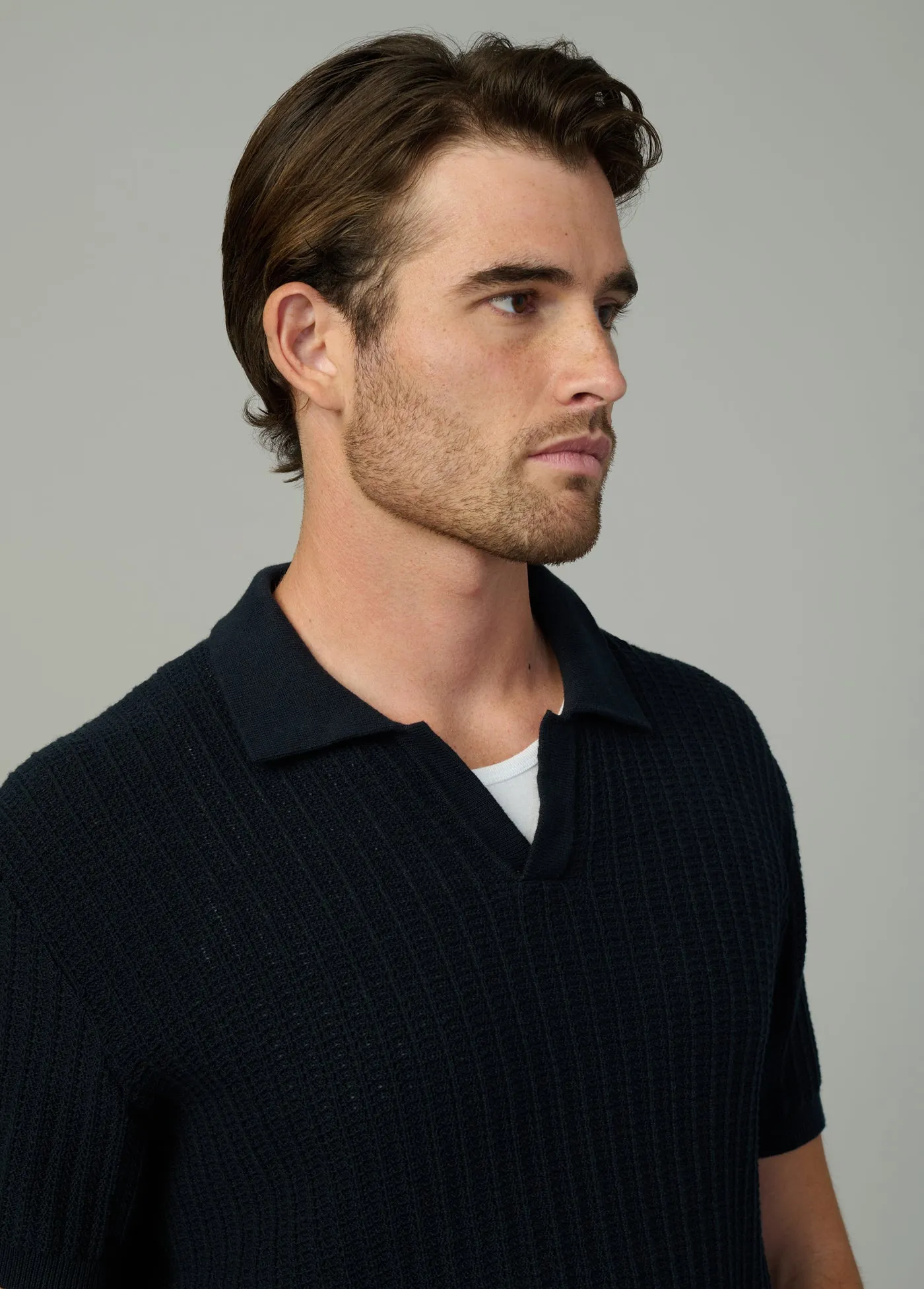 TEXTURED SWEATER POLO