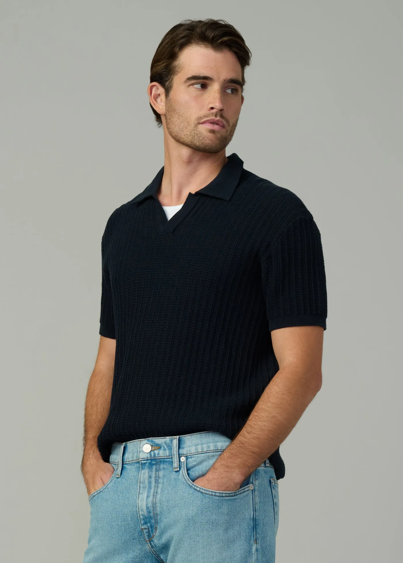 TEXTURED SWEATER POLO