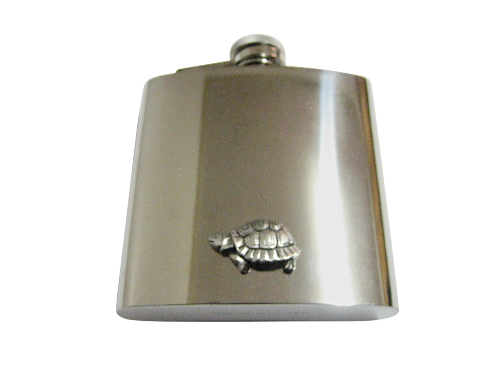 Textured Turtle Tortoise Pendant 6 Oz. Stainless Steel Flask