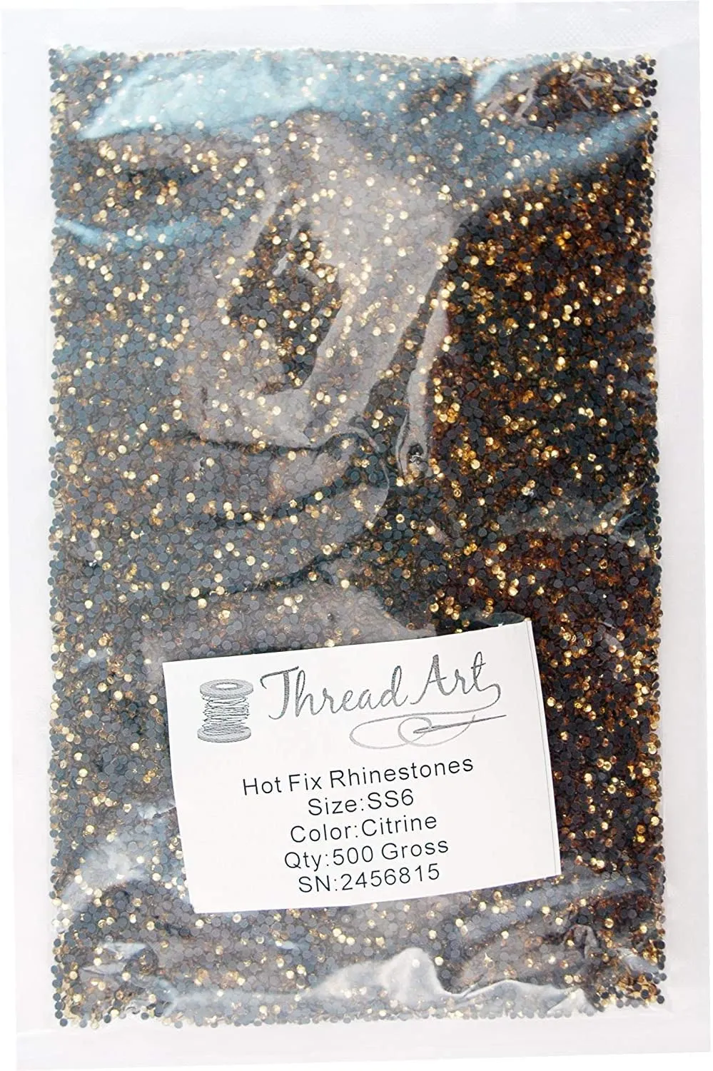 Threadart Bulk Hot Fix Rhinestones Citrine - SS16 (4mm) - 14400 stones - 100 Gross Bulk Pack