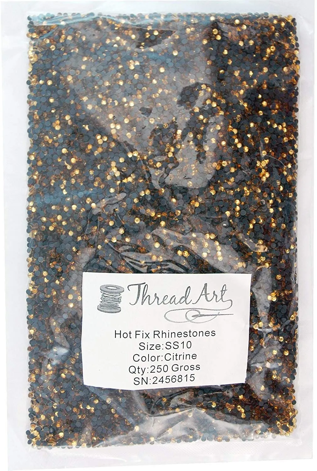 Threadart Bulk Hot Fix Rhinestones Citrine - SS16 (4mm) - 14400 stones - 100 Gross Bulk Pack