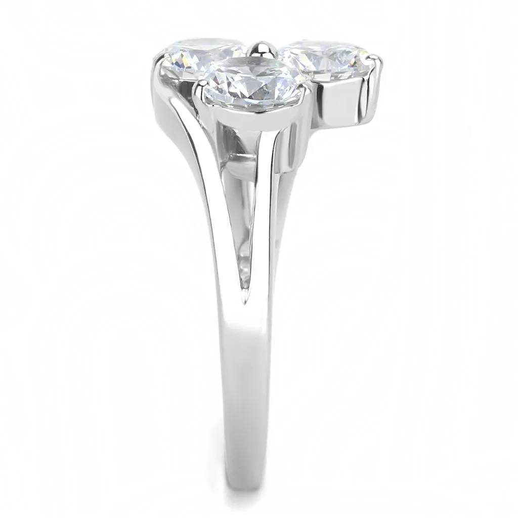 Three Exquisite Symmetrical Dazzling Crystals on Comfort Fit Band - Newest - April Birthstone