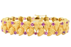 Tiffany & Co. 4.56 CTW Ruby 18 Karat Gold Textured Link Bracelet