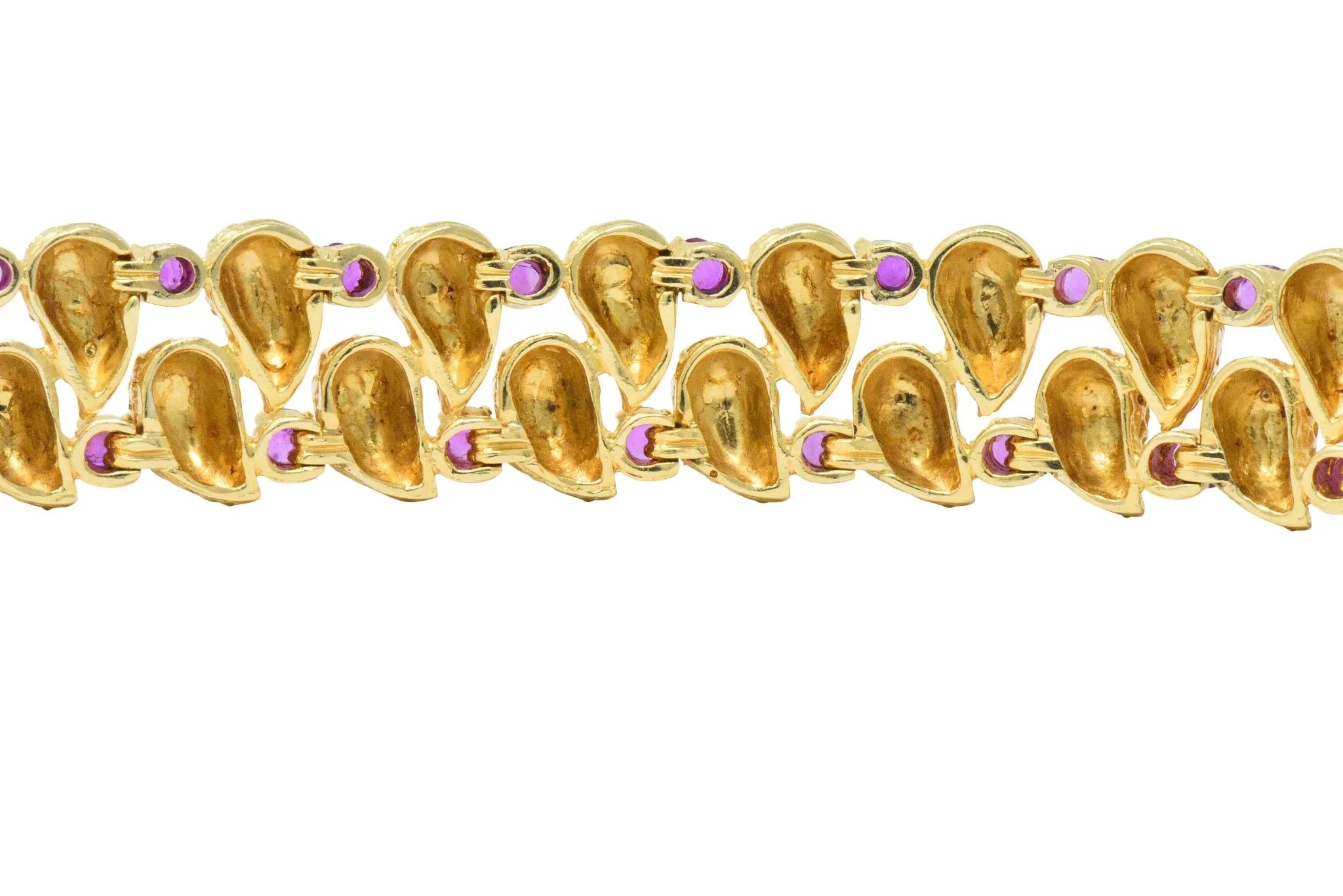 Tiffany & Co. 4.56 CTW Ruby 18 Karat Gold Textured Link Bracelet