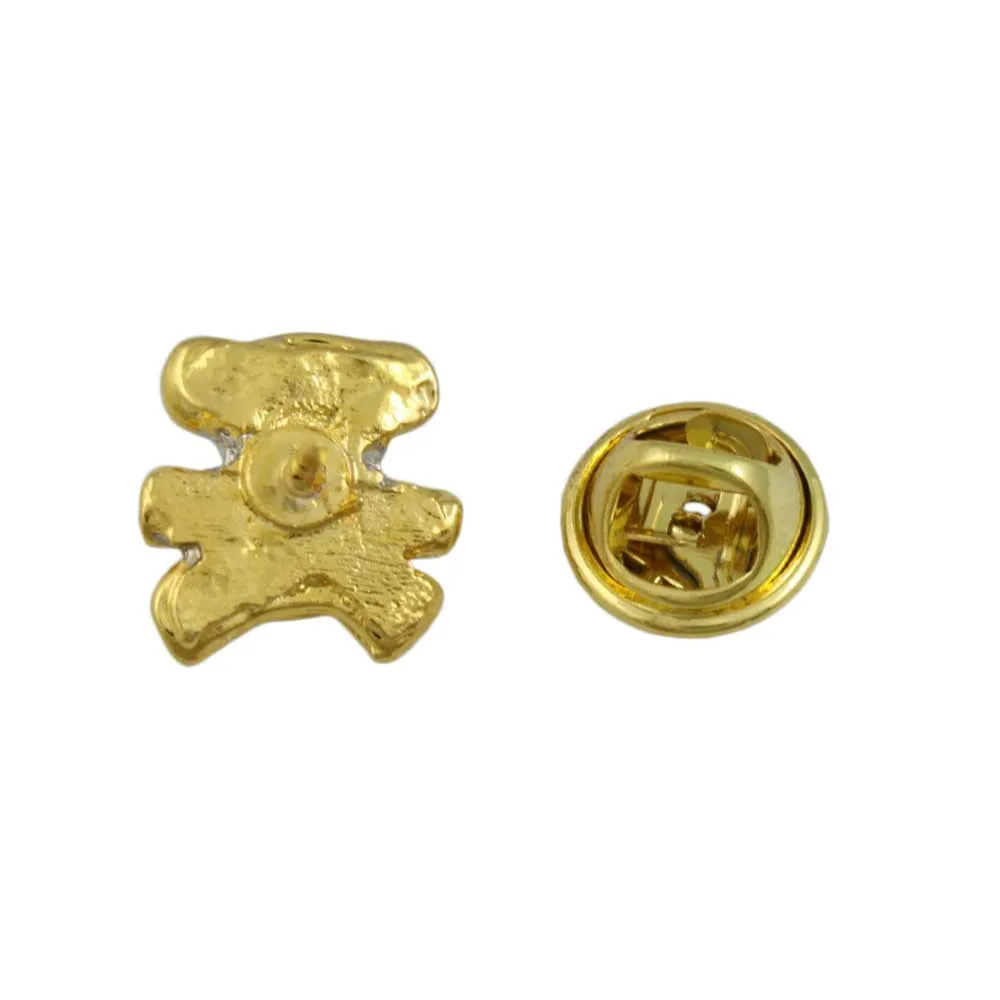 Tiny Gold and Silver Crystal Teddy Bear Lapel Tac Pin - SPA635A