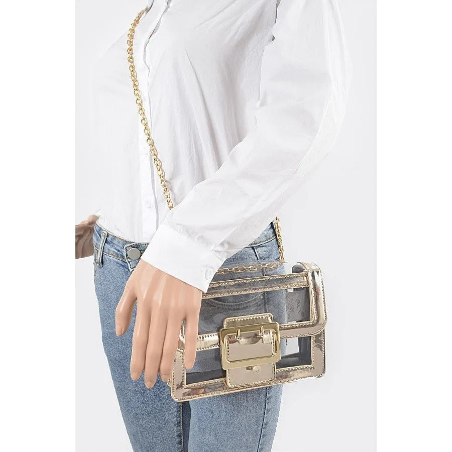 Totally Transparent Cross Body Bag in Silver