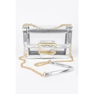 Totally Transparent Cross Body Bag in Silver