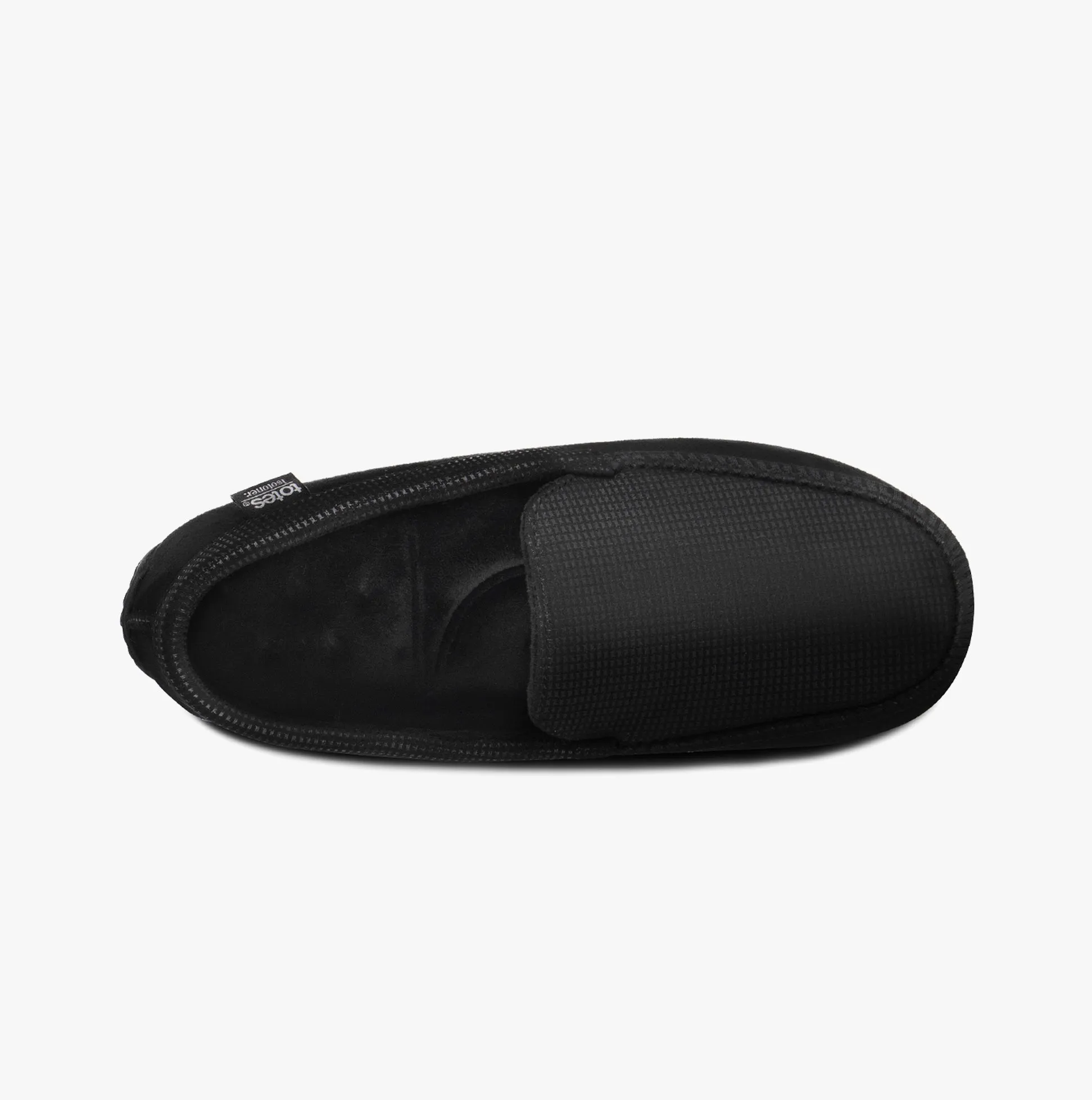 Totes Isotoner SQUARE PATTERNED SMART MOCCASIN Mens Moccasin Slippers Black