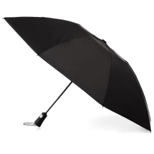 totes Reverse Close Folding Inbrella with Auto Open Close and Compact, Windproof Design, Black.