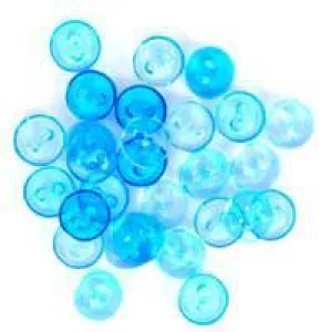 Trimits Mini Craft Transparent Round Buttons - Turquoise Shades