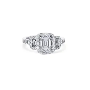 Triple Stone Emerald Cut Engagement Ring