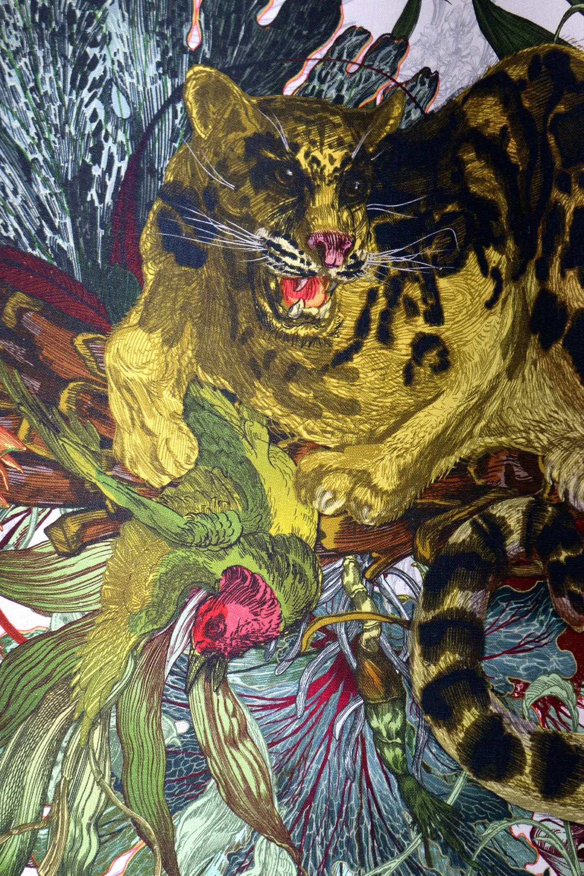 tropical clouded leopard fabric