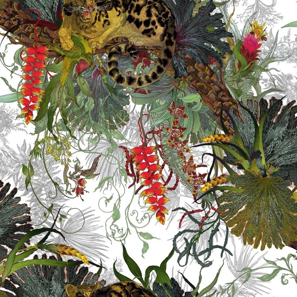 tropical clouded leopard fabric