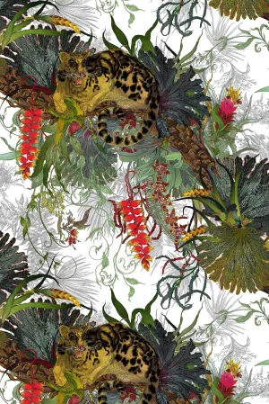 tropical clouded leopard fabric