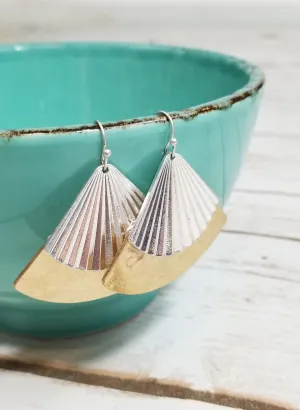 Two Tone Textured Fan Earrings