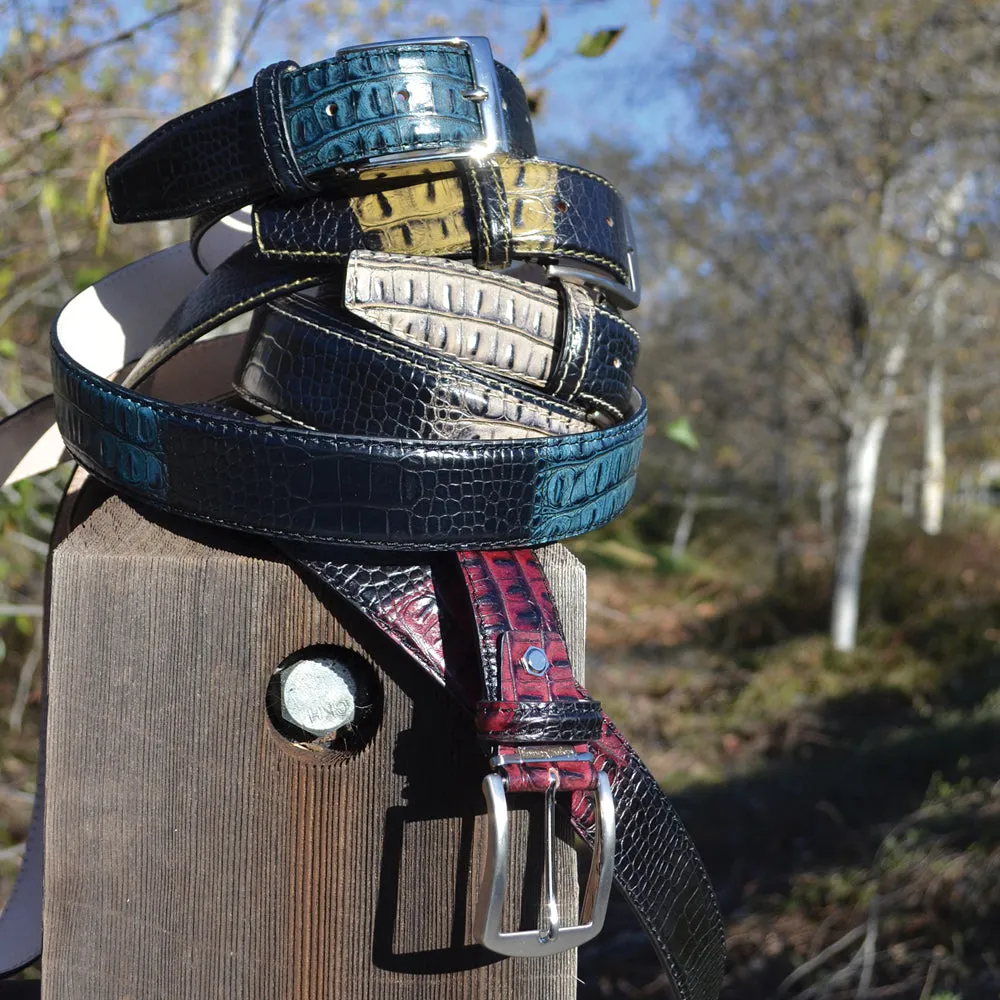 Two-Toned Mock Croc Belt - Ecru - 40mm