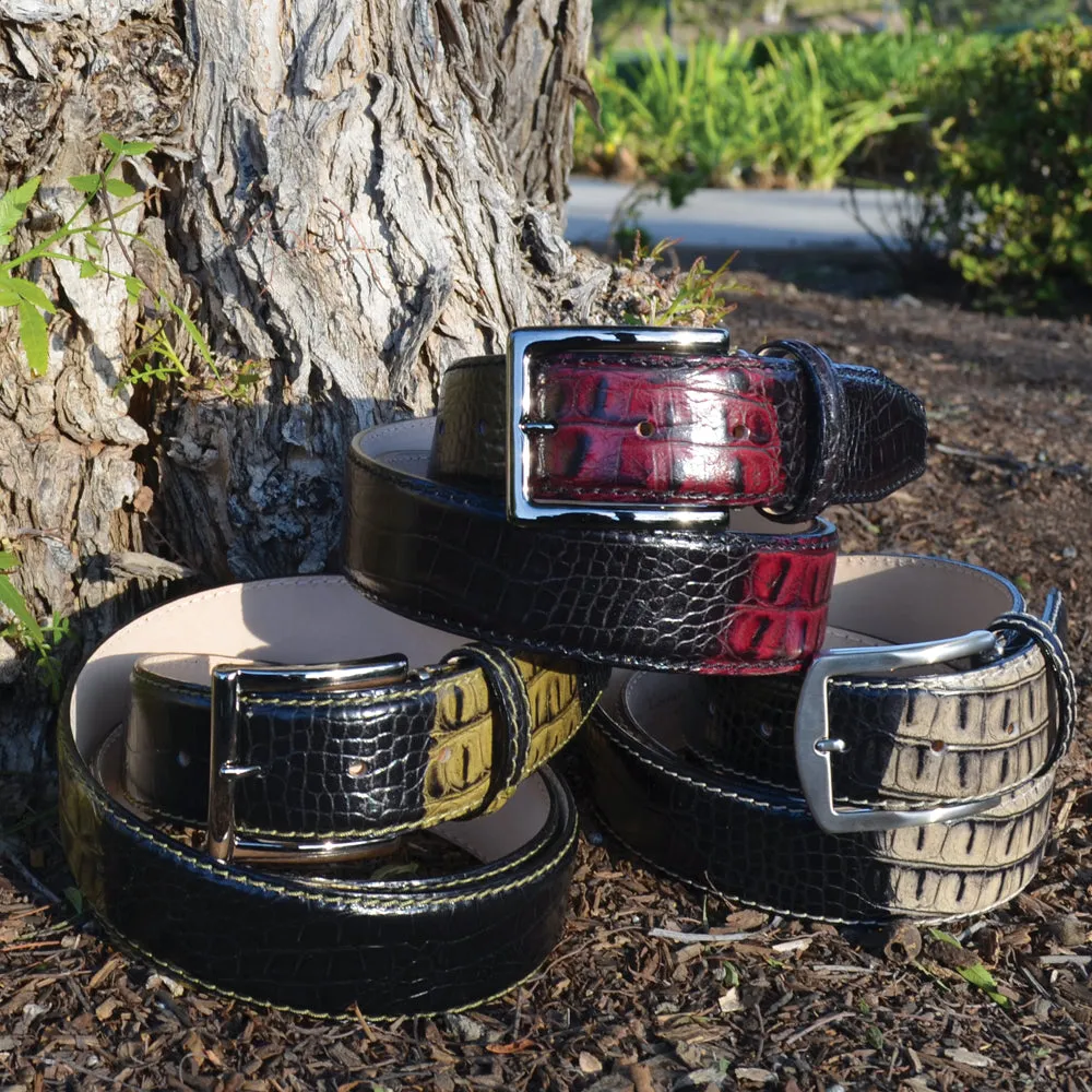 Two-Toned Mock Croc Belt - Ecru - 40mm