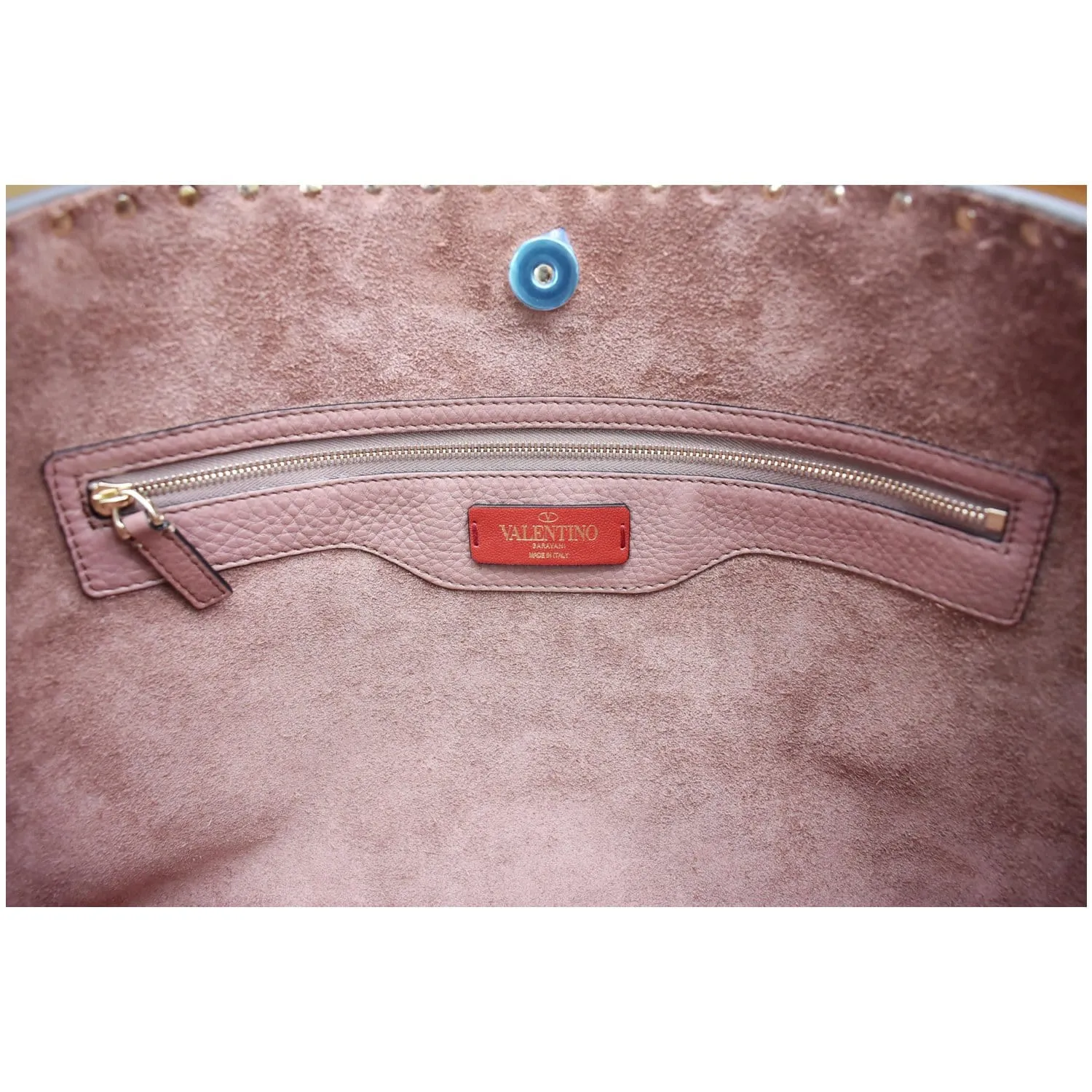 VALENTINO Garavani Rockstud Textured Leather Shopping Tote Bag Dark Rose - 10% OFF