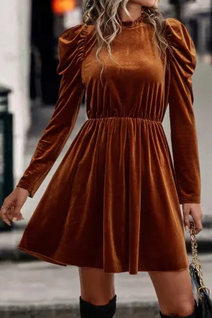 Velvet Puff Sleeve Dress