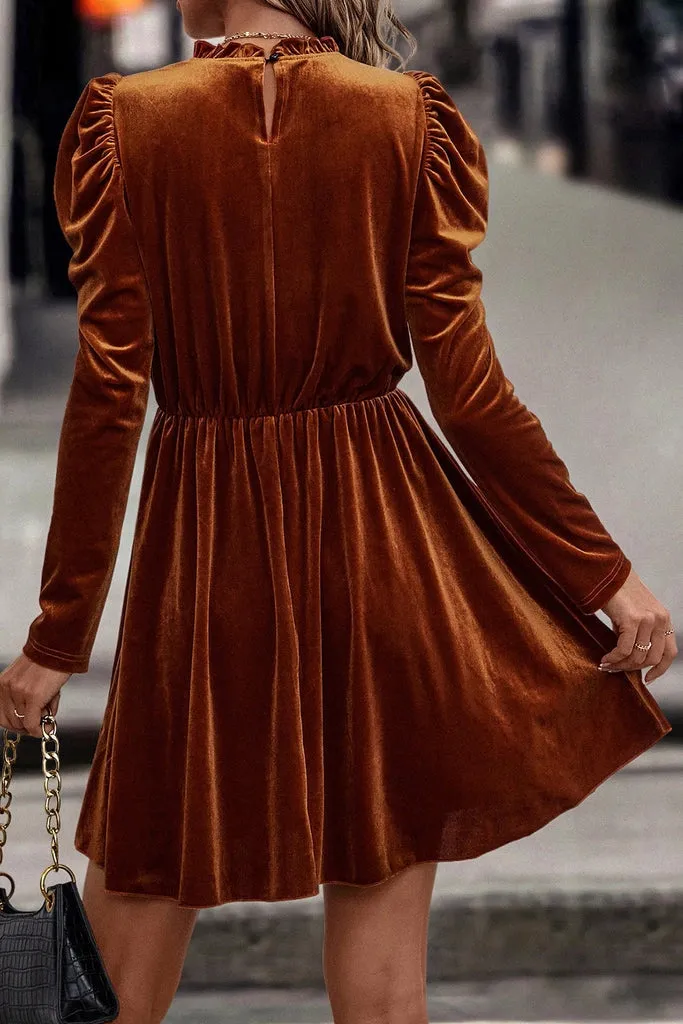 Velvet Puff Sleeve Dress