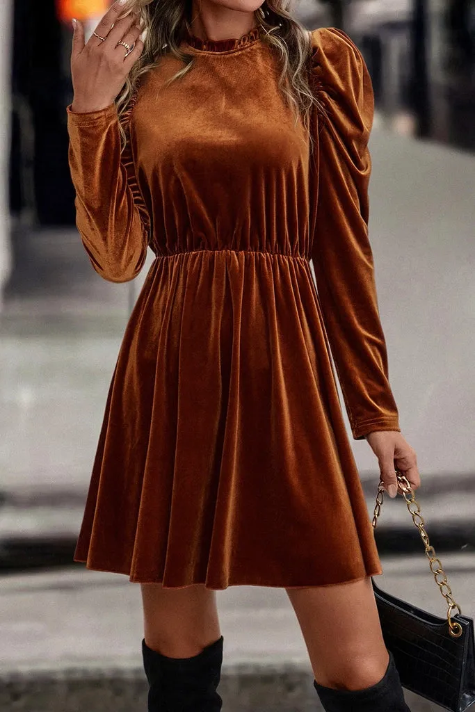 Velvet Puff Sleeve Dress