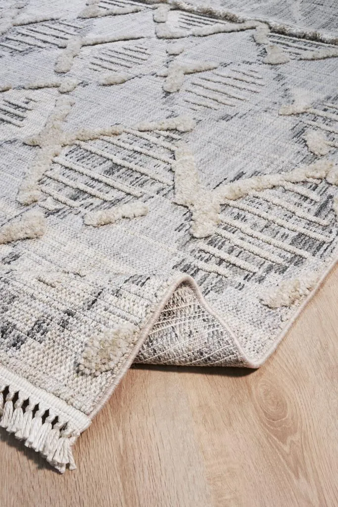 Vesta Scandinavian and Embossed Patterned Beige Area Rug 9561