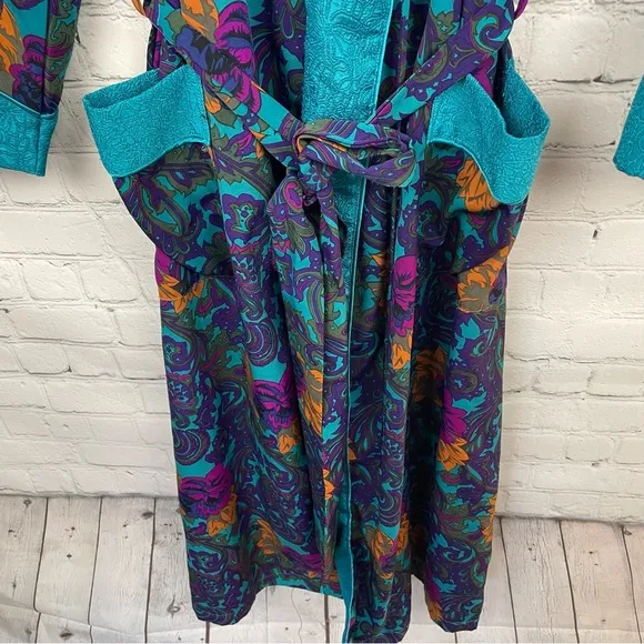 VICTORIA'S SECRET Gold Label Floral Paisley Kimono Dressing Robe size medium