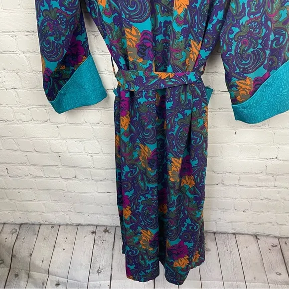 VICTORIA'S SECRET Gold Label Floral Paisley Kimono Dressing Robe size medium