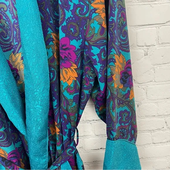 VICTORIA'S SECRET Gold Label Floral Paisley Kimono Dressing Robe size medium