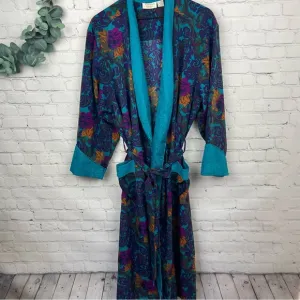 VICTORIA'S SECRET Gold Label Floral Paisley Kimono Dressing Robe size medium