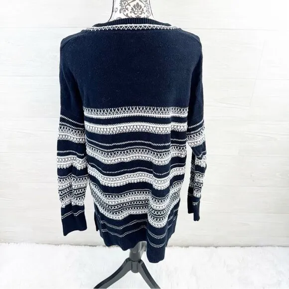Vince Striped Textured V-Neck Cotton Sweater