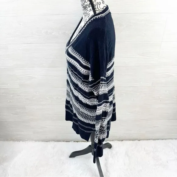 Vince Striped Textured V-Neck Cotton Sweater
