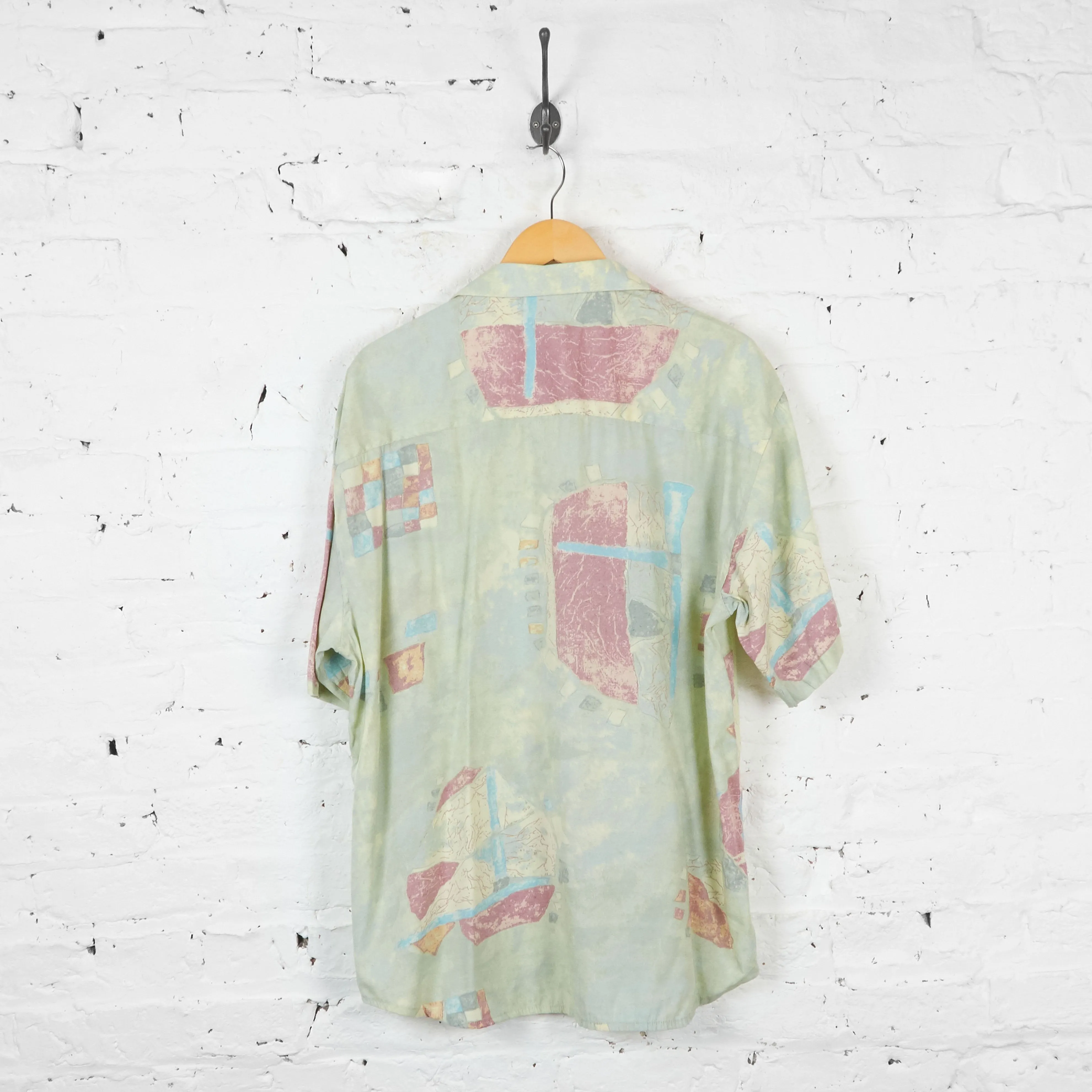 Vintage Abstract Party Shirt - Green/Pink  - L