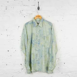 Vintage Abstract Patterned Party Shirt - Blue - L