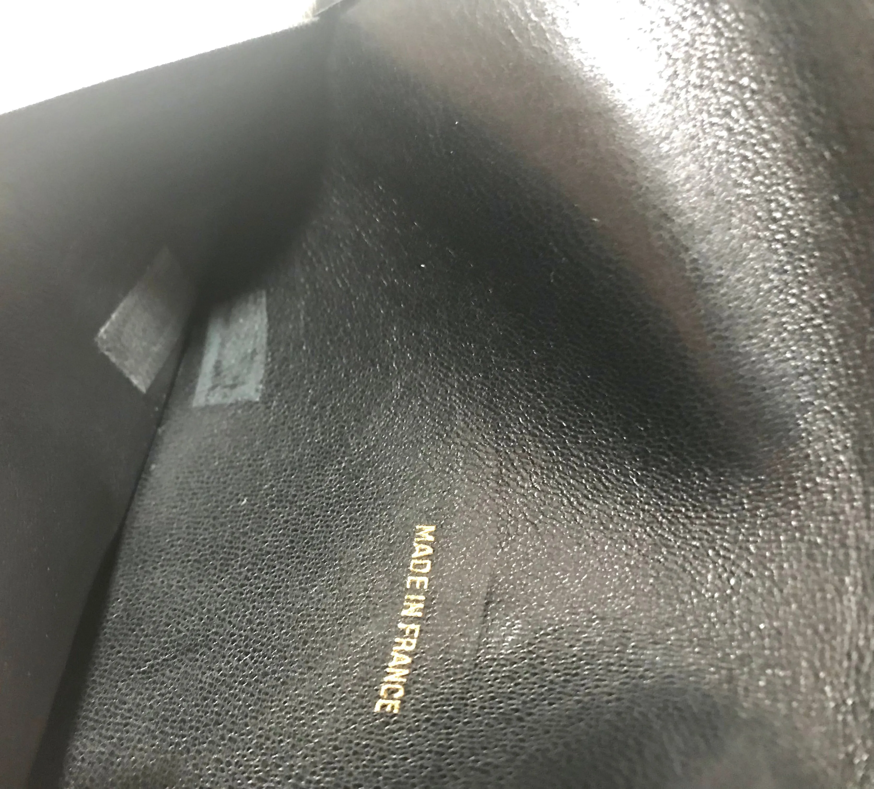 Vintage CHANEL black stitched leather book cover, diary cover, checkbook case etc. Unisex purse. Classic and simple beauty.