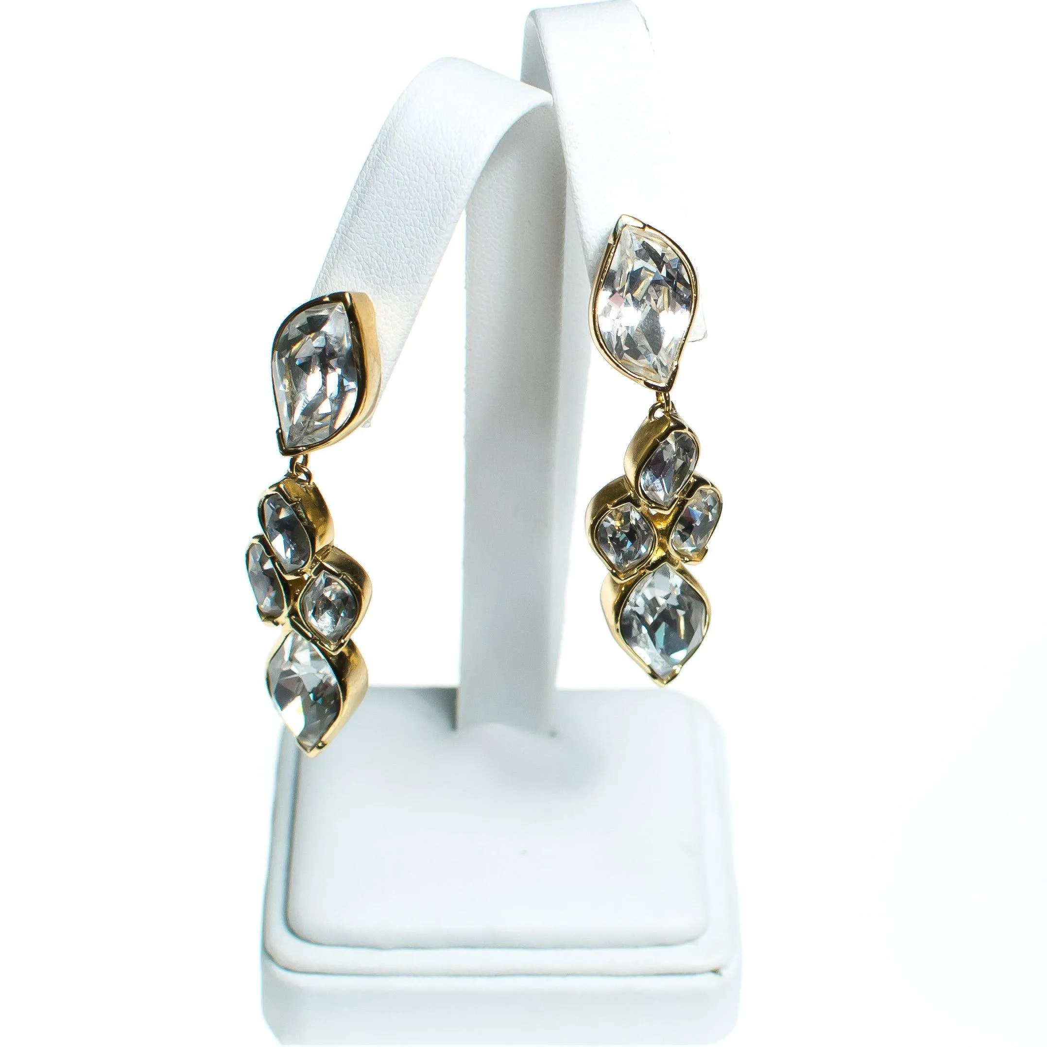 Vintage Christian Dior Diamante Crystal Drop Statement Earrings