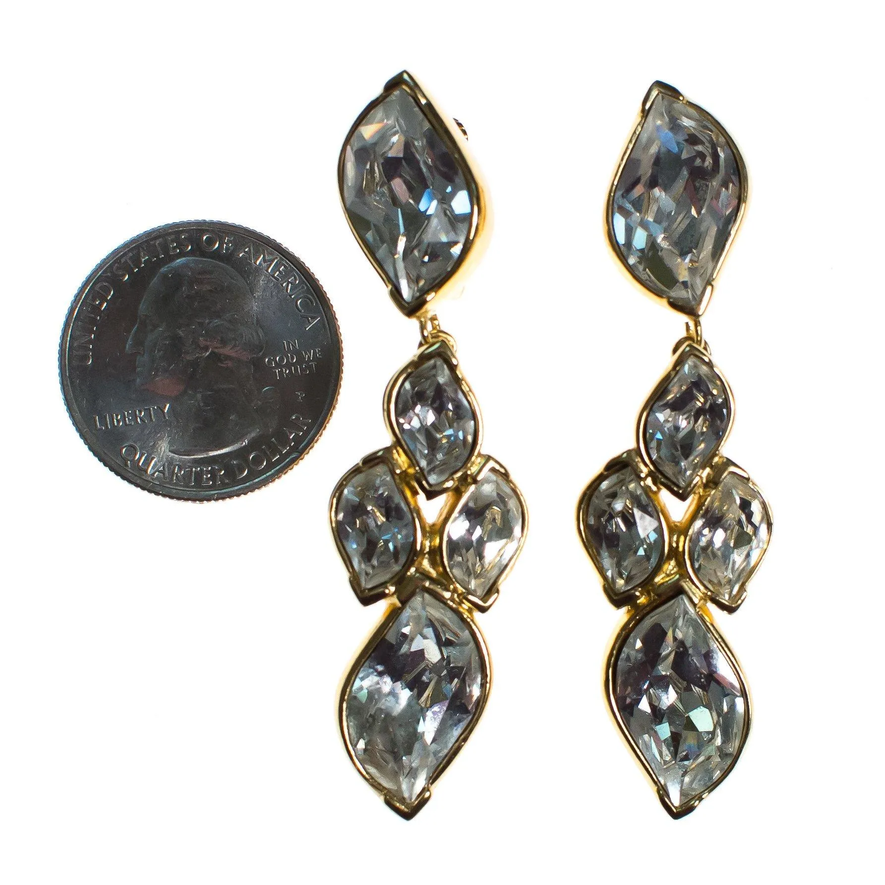Vintage Christian Dior Diamante Crystal Drop Statement Earrings