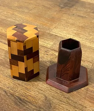 Vintage Handcrafted Wooden Toothpick Holder Pocket Toothpick Dispenser Bucket