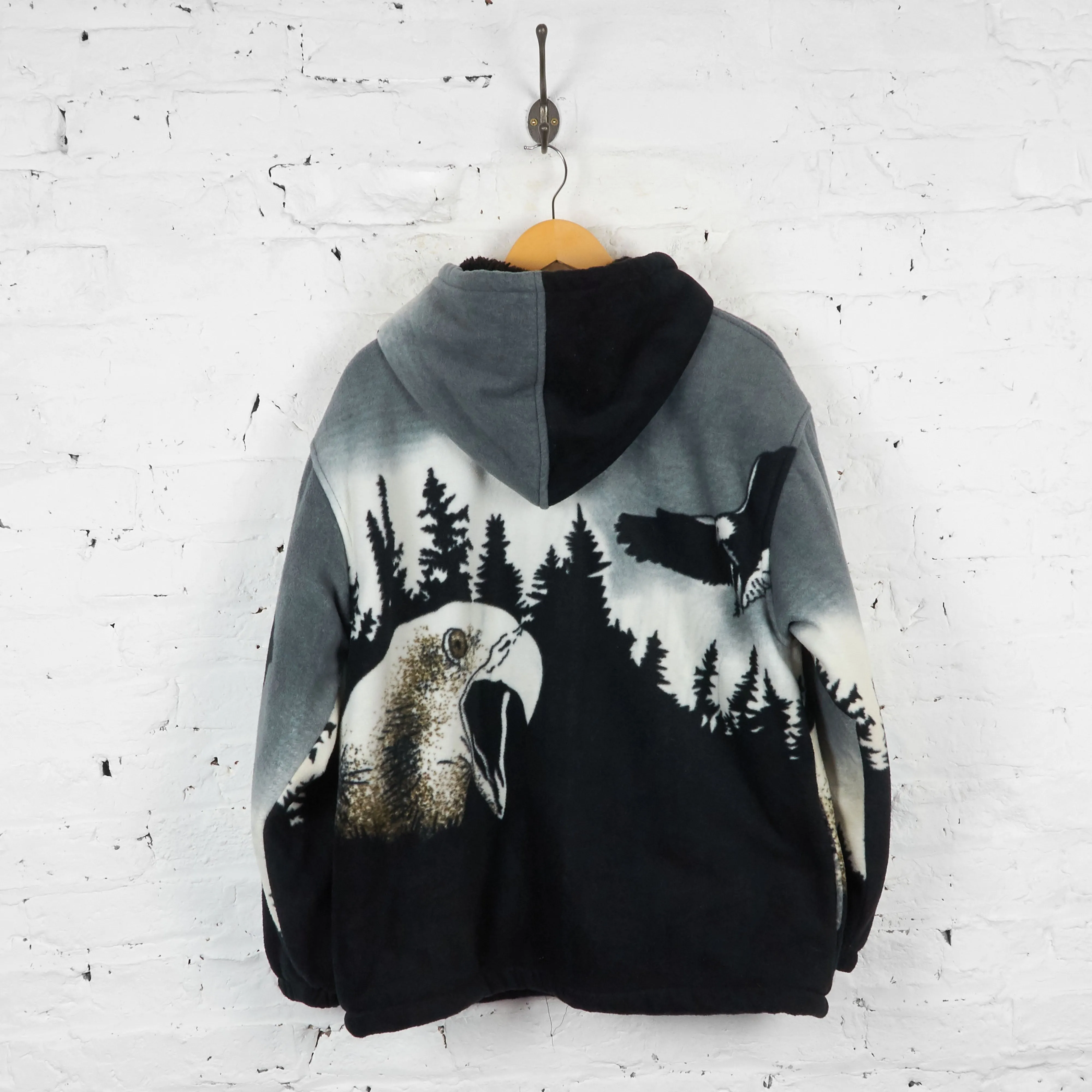 Vintage Hawk Patterned Fleece - Grey - M